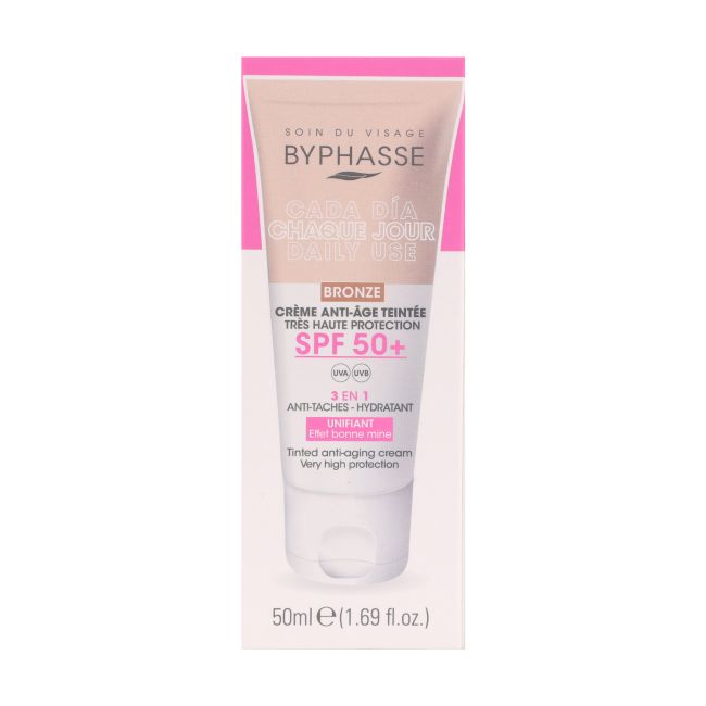 BYPHASSE 3 IN 1 SPF50+ BRONZE atspalvį suteikiantis apsauginis veido kremas, 50 ml