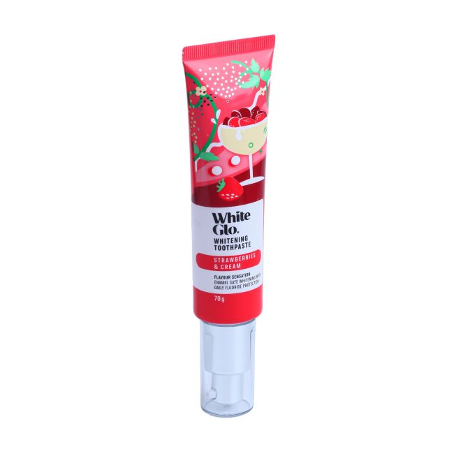 WHITE GLO STRAWBERRIES & CREAM dantų pasta, 70 g