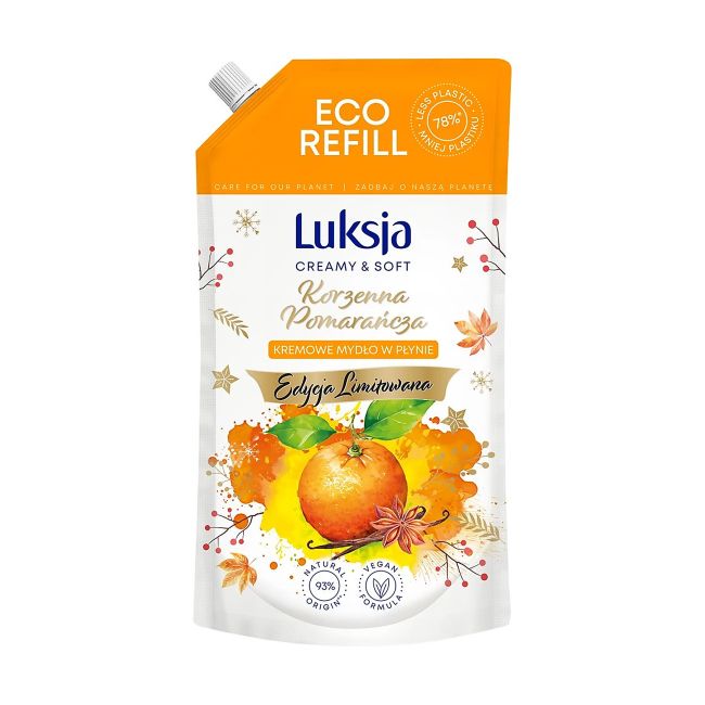 LUKSJA SPICY ORANGE skystojo muilo papildymas, 900 ml