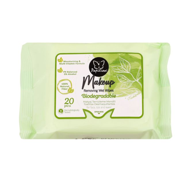 PAPILION MAKEUP drėgnos servetėlės makiažui valyti (20 vnt.)