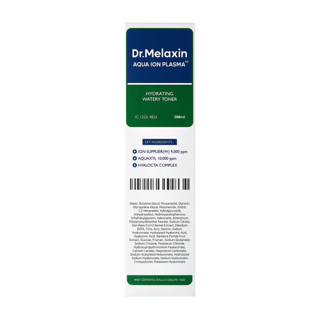 DR.MELAXIN AQUA ION PLASMA HYDRATING WATERY veido tonikas, 200 ml