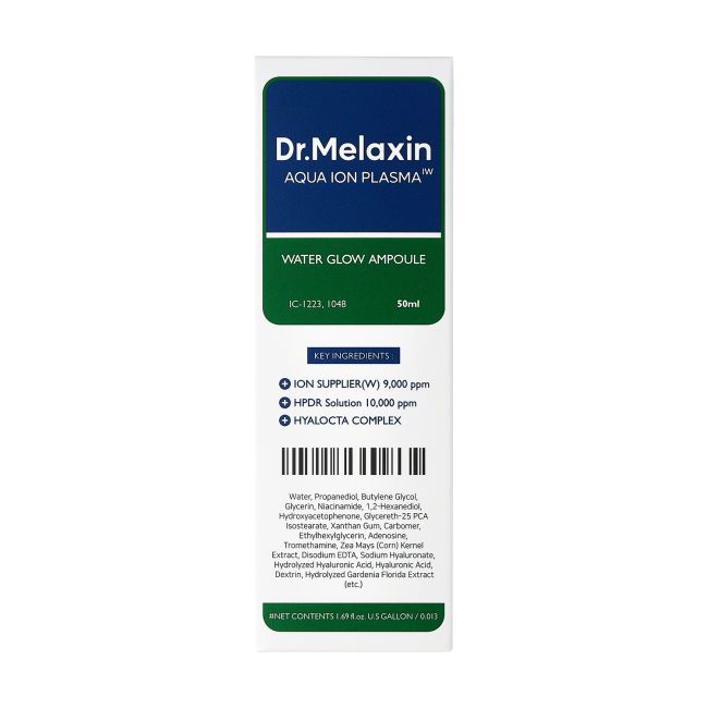 DR.MELAXIN AQUA ION PLASMA WATER GLOW AMPOULE veido ampulė, 50 ml