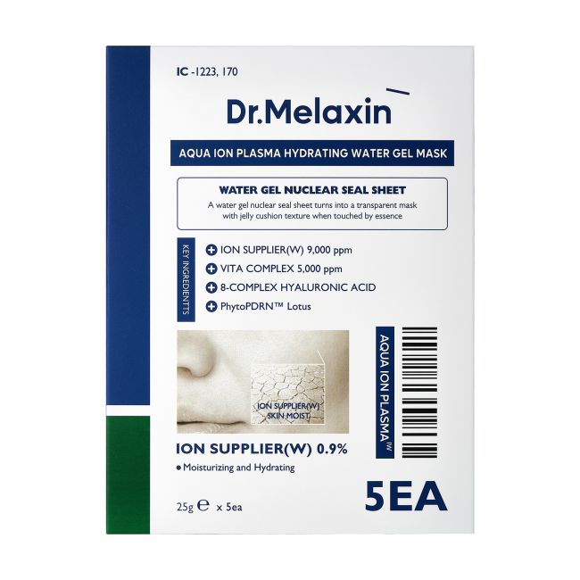 DR.MELAXIN AQUA ION PLASMA HYDRATING WATER GEL veido kaukės ( 5 x 25 g)
