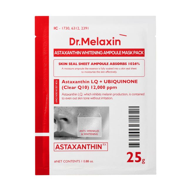DR.MELAXIN ASTAXANTHIN WHITENING AMPOULE veido kaukė, 25 g
