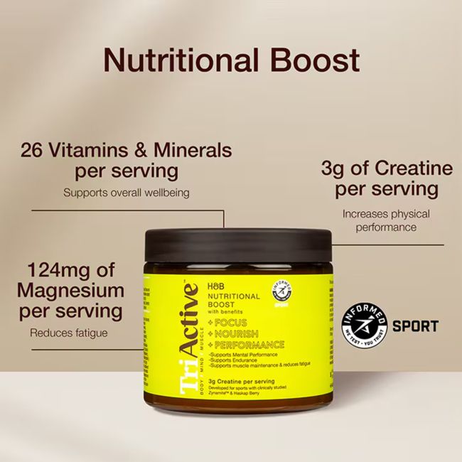 H&B TRIACTIVE NUTRITIONAL BOOST maisto papildas sportui, milteliai, 225 g