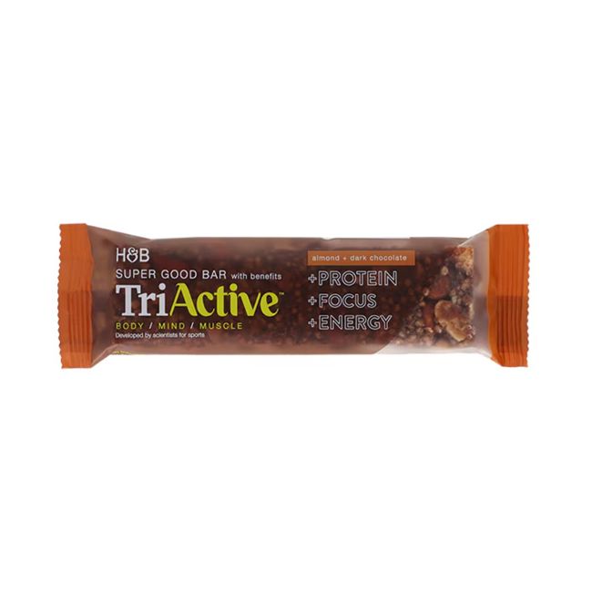 H&B TRIACTIVE SUPER GOOD migdolų ir juodojo šokolado batonėlis, 50 g