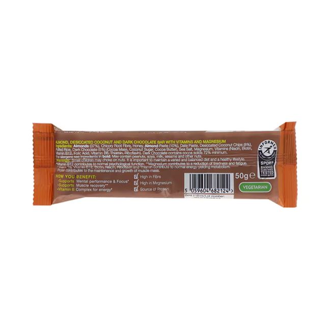 H&B TRIACTIVE SUPER GOOD migdolų ir juodojo šokolado batonėlis, 50 g