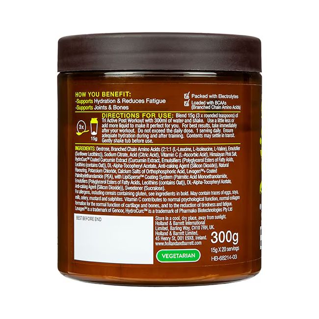 H&B TRI ACTIVE POST WORKOUT maisto papildas po treiniruotės, milteliai, 300 g