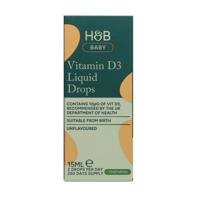 H&B vitaminas D3 400 TV kūdikiams, skystis, 15 ml