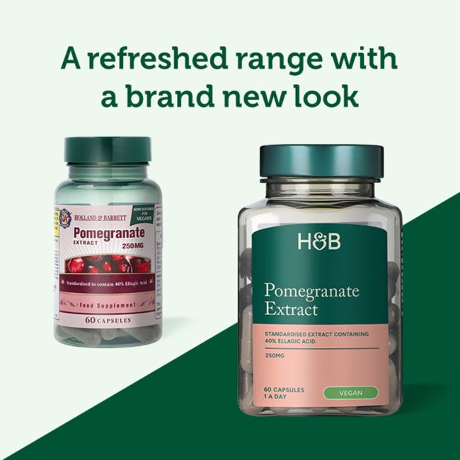H&B granatų ekstraktas 250 mg, 60 kapsulių