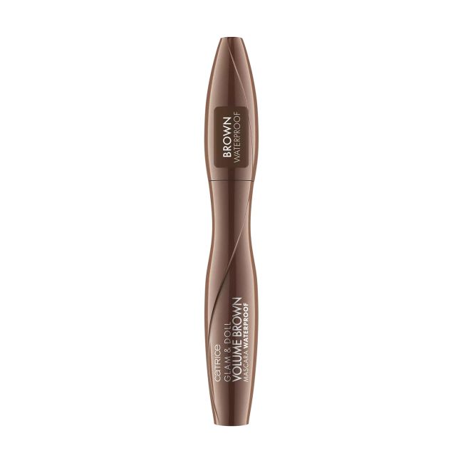 CATRICE GLAM & DOLL VOLUME BROWN vandeniui atsparus blakstienų tušas, 10 ml