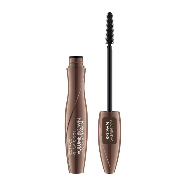 CATRICE GLAM & DOLL VOLUME BROWN vandeniui atsparus blakstienų tušas, 10 ml