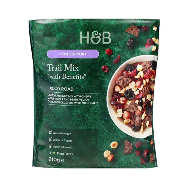 H&B TRAIL MIX WITH BENEFITS ROCKY ROAD džiovintų vaisių ir riešutų mišinys, 210 g