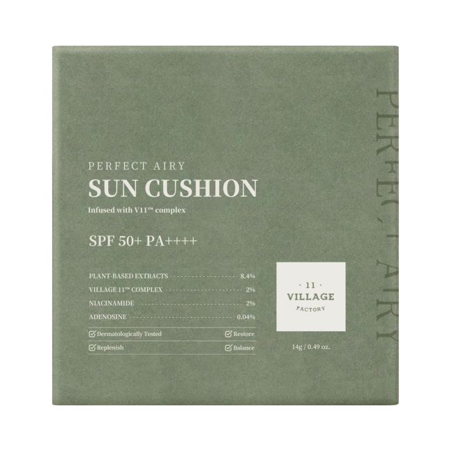 VILLAGE 11 FACTORY PERFECT AIRY SUN CUSHION apsauginis kremas nuo saulės, 14 g