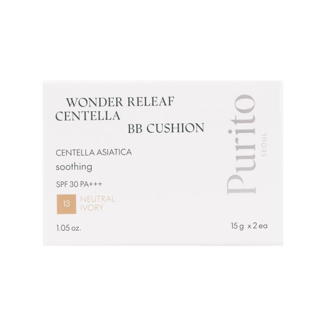PURITO SEOUL WONDER RELEAF CENTELLA BB CUSHION NEUTRAL IVORY veido kremas, 15 g