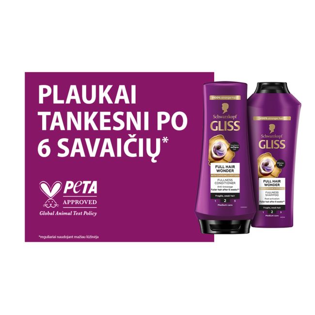 GLISS FULL HAIR WONDER FULLNESS plaukų kondicionierius, 200 ml