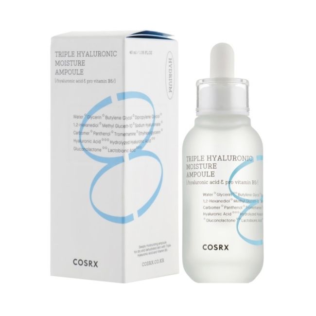 COSRX TRIPLE HYALURONIC MOISTURE AMPOULE drėkinamasis veido serumas, 40 ml