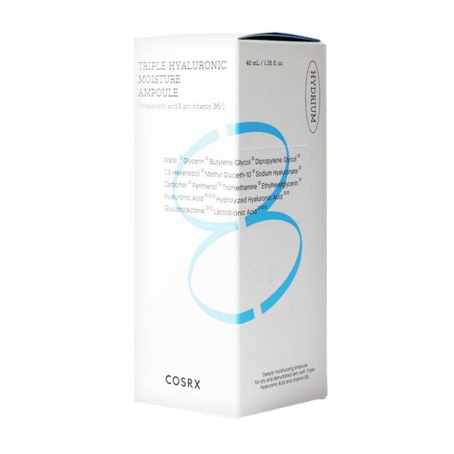 COSRX TRIPLE HYALURONIC MOISTURE AMPOULE drėkinamasis veido serumas, 40 ml