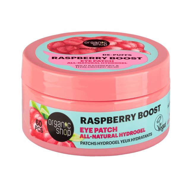 ORGANIC SHOP DE-PUFFS RASPBERRY BOOST paakių padukai (60 vnt.)