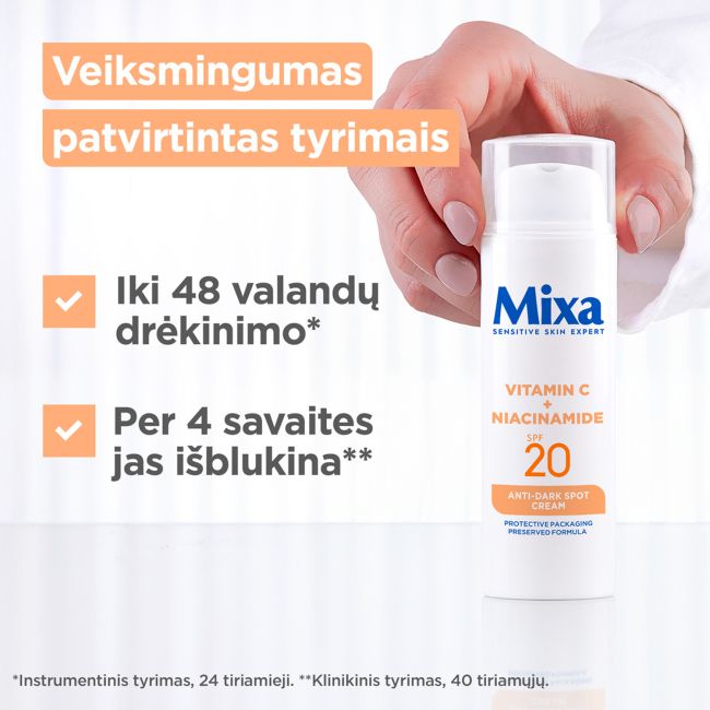 MIXA ANTI-DARK SPOT SPF20 kremas nuo pigmentinių dėmių, 50 ml