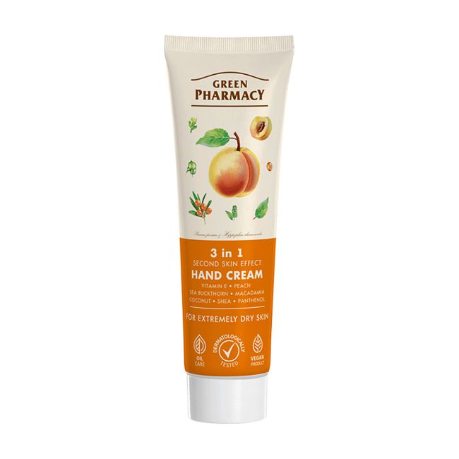 GREEN PHARMACY 3 IN 1 SECOND SKIN EFFECT rankų kremas, 100 ml