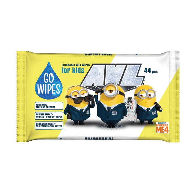 GOWIPES MINIONS FLUSHABLE drėgnos vaikų servetėlės (44 vnt.)