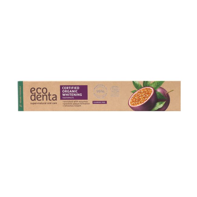 ECODENTA CERTIFIED ORGANIC balinamoji pasiflorų skonio dantų pasta su enzimais, 75 ml