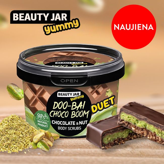 BEAUTY JAR YUMMY DOO-BAI CHOCO BOOM kūno šveitiklis, 360 g