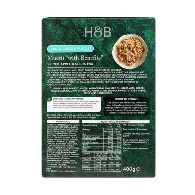 H&B dribsniai su prieskoniniais obuoliais ir sėklų mišiniu, 400 g