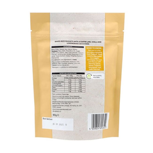 H&B TOM YUM keptų ryžių užkandis, 90 g
