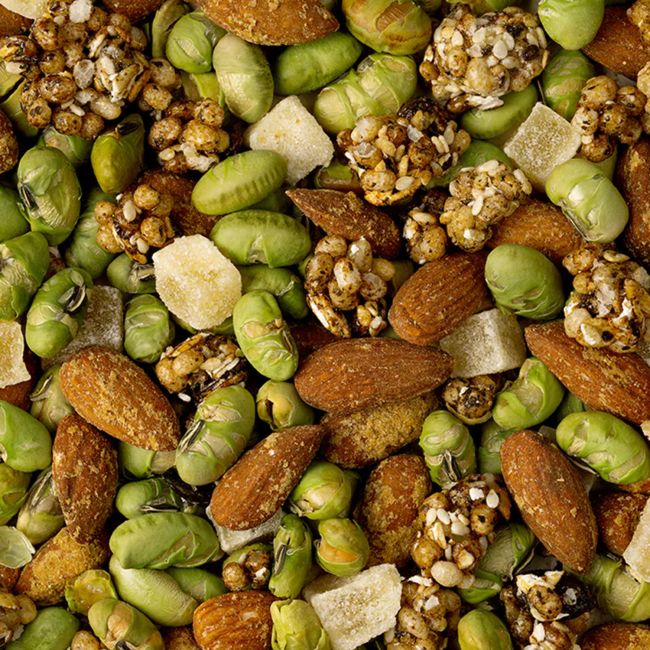 H&B TRAIL MIX WITH BENEFITS MISO&GINGER džiovintų vaisių, sėklų ir riešutų mišinys, 210 g