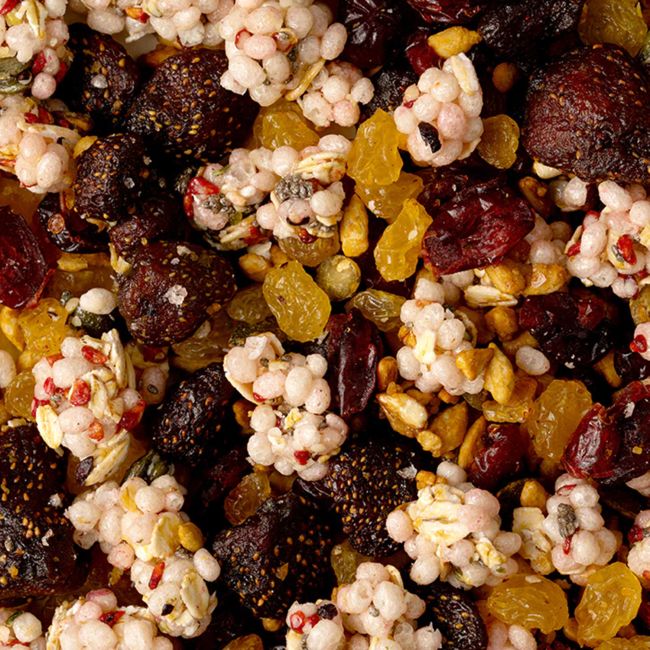 H&B TRAIL MIX WITH BENEFITS STRAWBERRY&CRANBERRY džiovintų vaisių, sėklų ir riešutų mišinys, 210 g