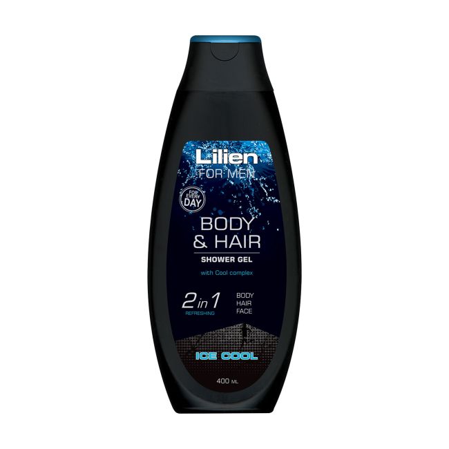 LILIEN FOR MEN ICE COOL 2 IN 1 REFRESHING vyrų šampūnas - dušo želė, 400 ml