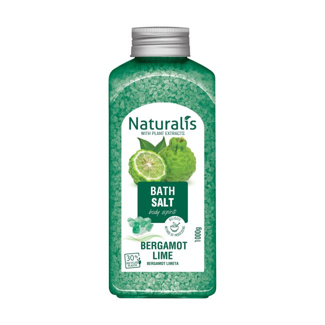 NATURALIS BERGAMOT LIME vonios druska, 1000 g