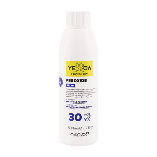 YELLOW PEROXIDE TECH+ 30 VOL - 9% oksidacinė plaukų emulsija, 150 ml