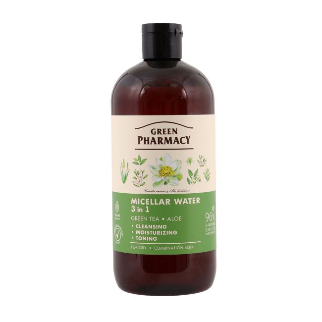 GREEN PHARMACY GREEN TEA & ALOE micelinis vanduo, 500 ml