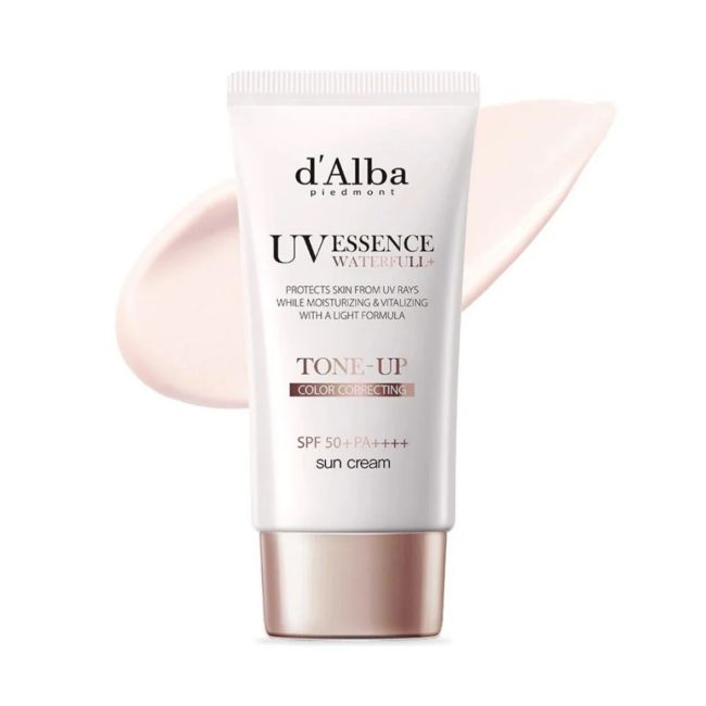 D'ALBA WATERFULL TONE-UP PINK CORRECTING veido kremas nuo saulės, 50 ml