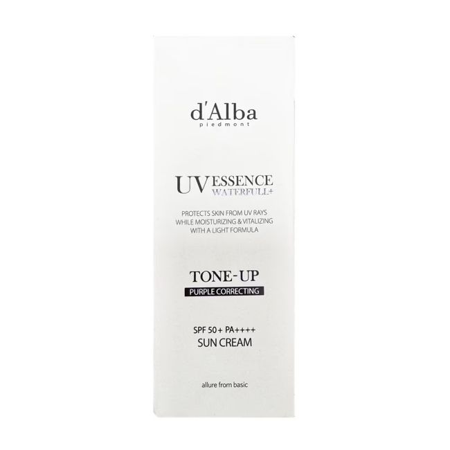 D'ALBA WATERFULL TONE-UP PURPLE CORRECTING veido kremas nuo saulės, 50 ml