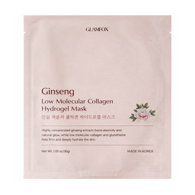 GLAMFOX GINSENG LOW MOLECULAR COLLAGEN HYDROGEL veido kaukė, 30 g