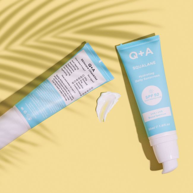 Q + A SQUALANE HYDRATING SPF50 drėkinamasis veido kremas nuo saulės, 50 ml