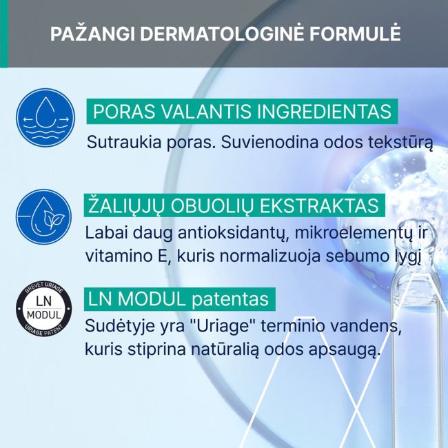 URIAGE EAU THERMALE valomasis micelinis vanduo mišriai, riebiai odai prižiūrėti, 250 ml