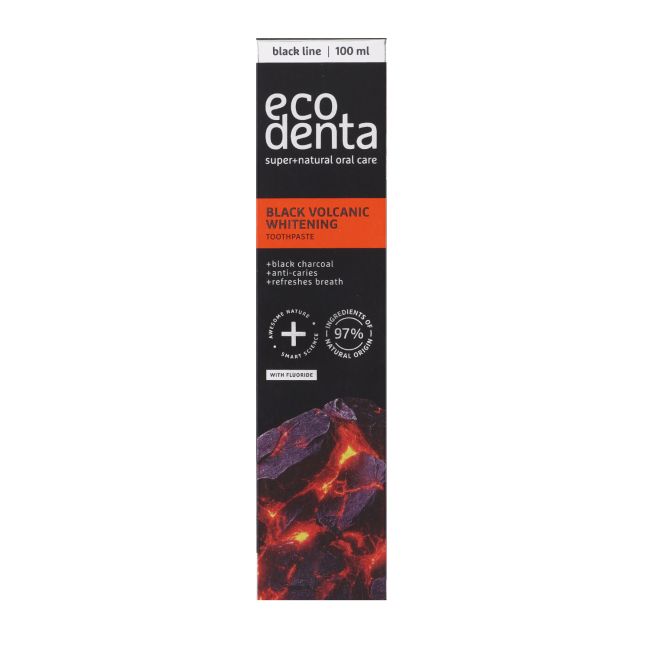 ECODENTA BLACK VOLCANIC WHITENING balinamoji dantų pasta, 100 ml