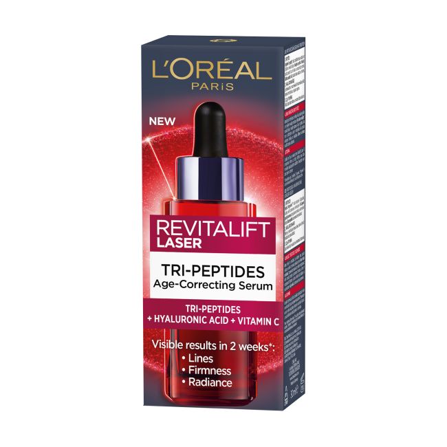 L'OREAL REVITALIFT LASER TRI-PEPTIDES AGE-CORRECTING veido serumas, 30 ml