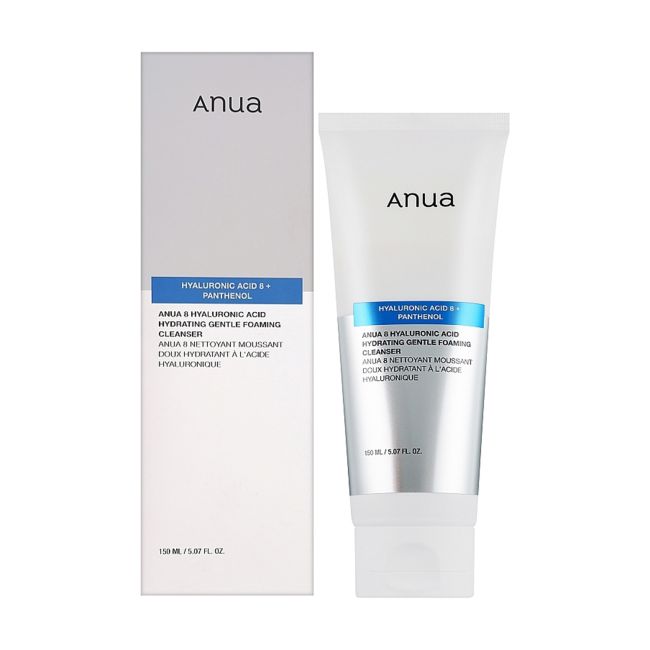 ANUA 8 HYALURONIC ACID HYDRATING GENTLE valomosios veido putos, 150 ml