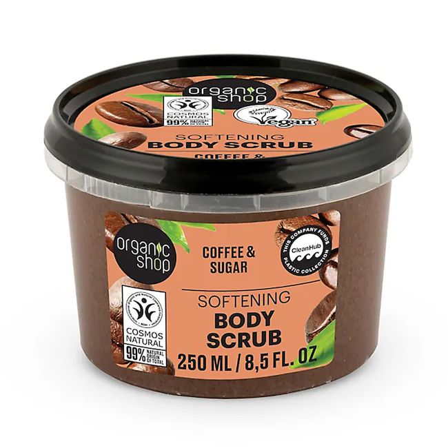 ORGANIC SHOP SOFTENING COFFEE & SUGAR kūno šveitiklis, 250 ml