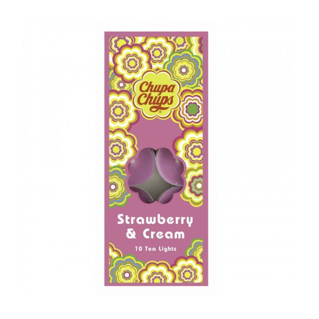 CHUPA CHUPS STRAWBERRY & CREAM arbatinės žvakės (10 vnt.), 100 g