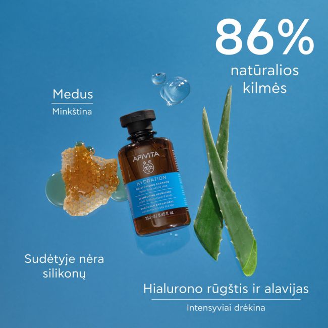 APIVITA HYDRATION drėkinamasis plaukų šampūnas, 250 ml