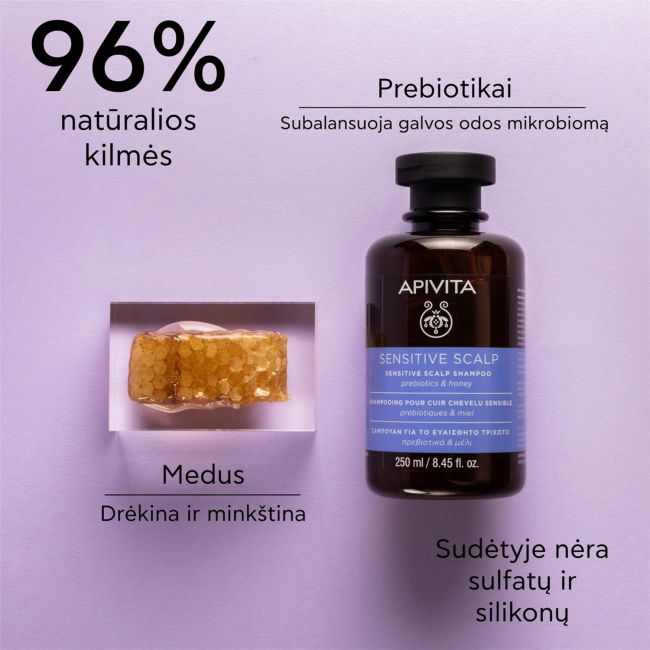 APIVITA SENSITIVE SCALP šampūnas probleminei galvos odai prižiūrėti, 250 ml