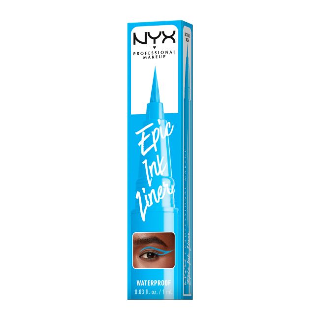 NYX PROFESSIONAL MAKEUP EPIC INK GLITZ vandeniui atsparus akių kontūro skystis su plunksnele, 1 ml