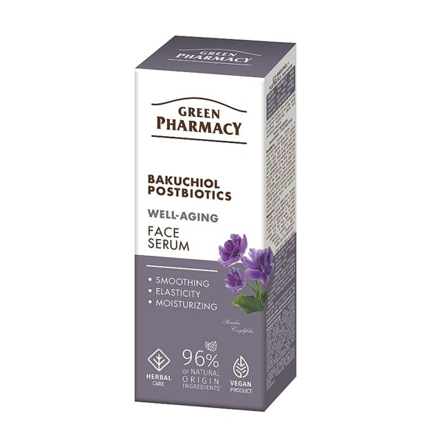 GREEN PHARMACY BAKUCHIOL POSTBIOTICS veido serumas, 30 ml